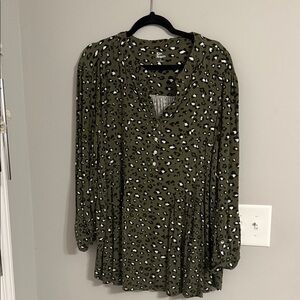 Kim Rogers Olive Animal Print Blouse